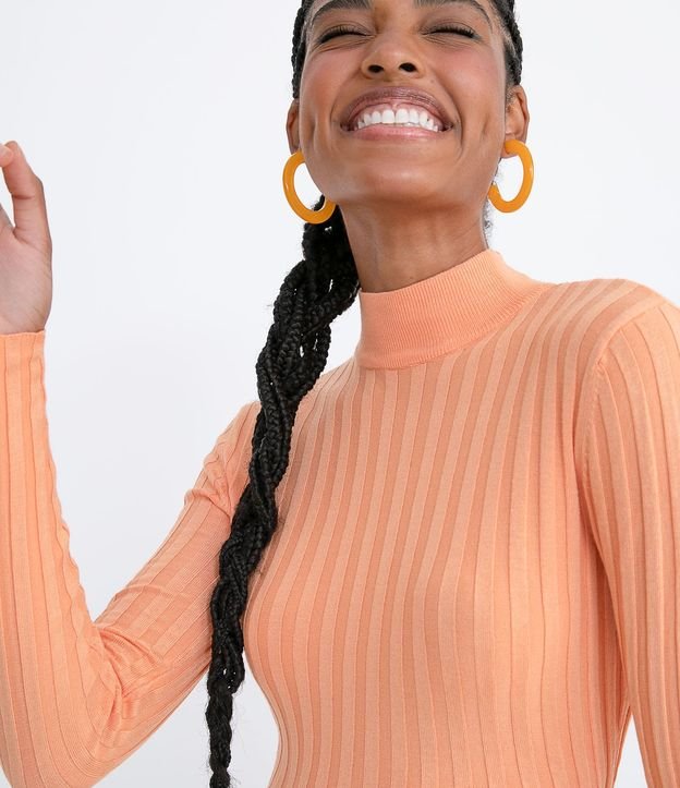 Blusa de Punto Acanalado con Cuello Alto y Manga Larga 3