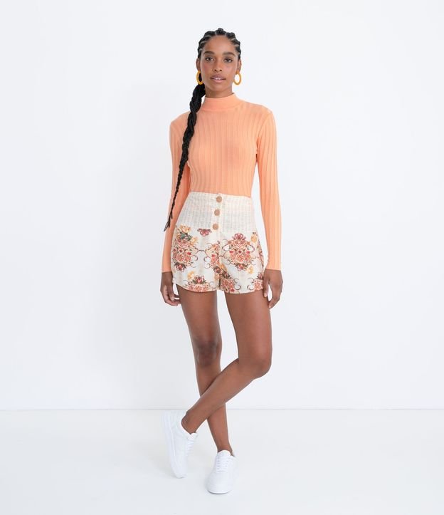 Blusa de Punto Acanalado con Cuello Alto y Manga Larga 5