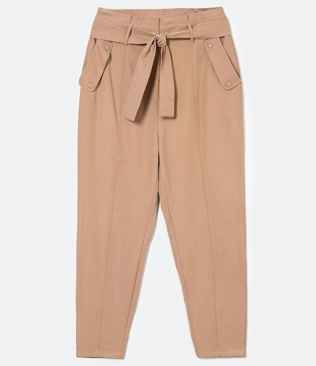Pantalón Cargo en Poliviscosa con Cinturón y Bolsillos 5