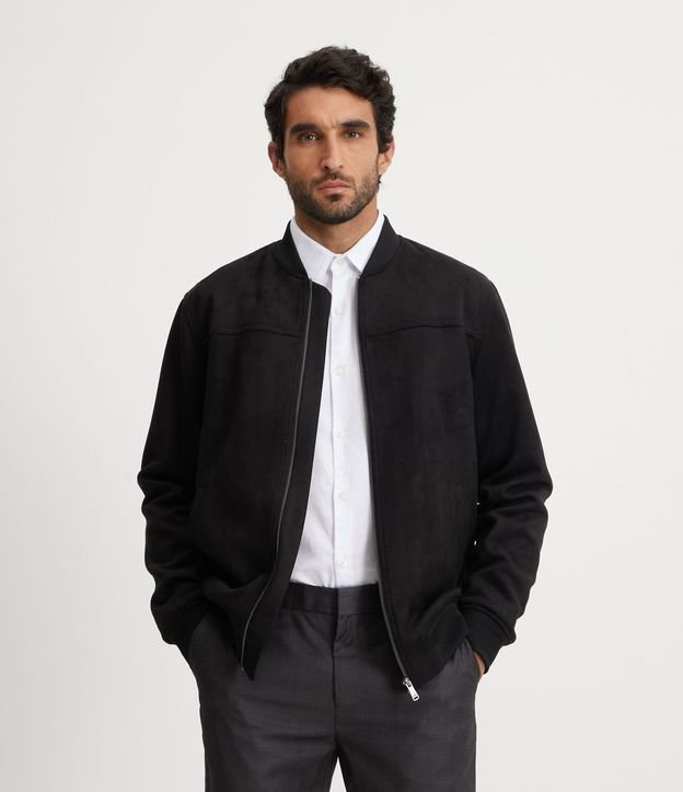Chaqueta Bomber Lisa con Bolsillo 1
