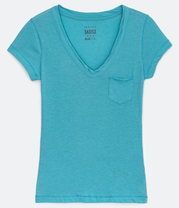Blusa Básica en Algodón con Manga Corta y Bolsillo Pequeño 4