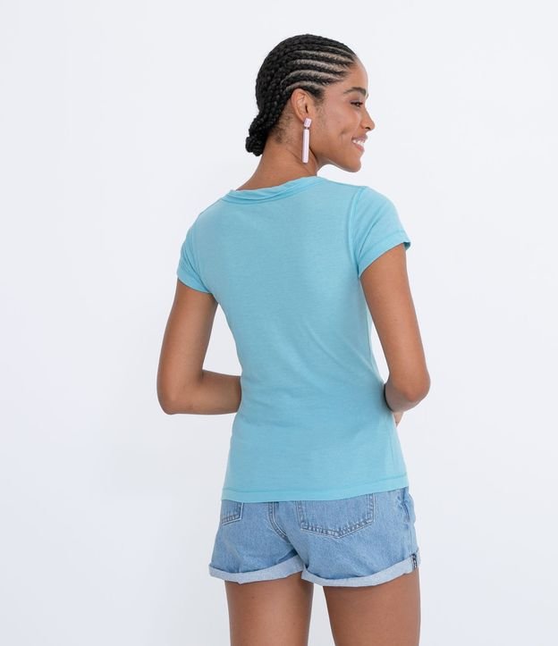 Blusa Básica en Algodón con Manga Corta y Bolsillo Pequeño 2