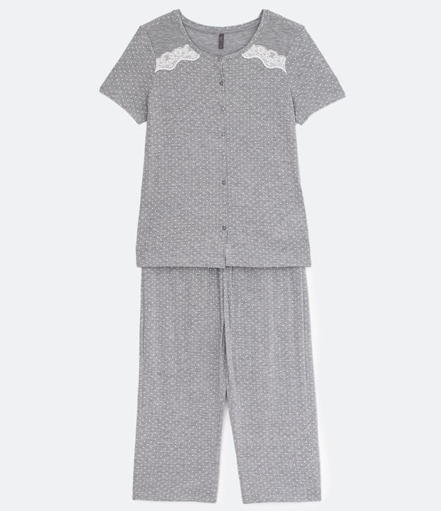 Pijama en Viscolycra con Blusa Manga Corta y Pantalón Capri 2