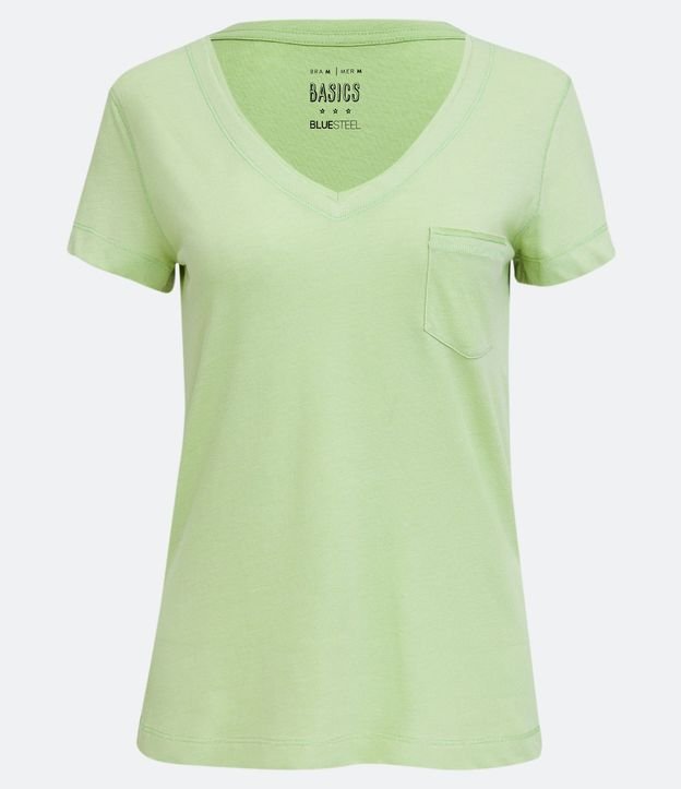 Blusa Básica en Algodón con Manga Corta y Bolsillo Pequeño 5