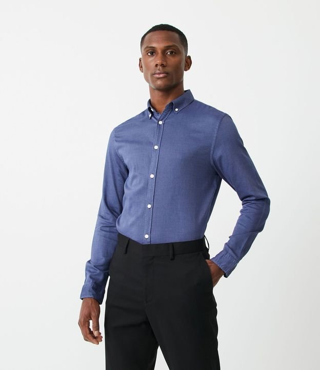 Camisa Manga Larga en Algodón con Estampa Discreta