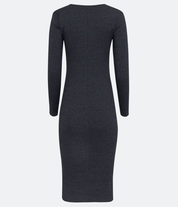 Vestido Midi en Algodón Acanalado con Escote Cuadrado 7