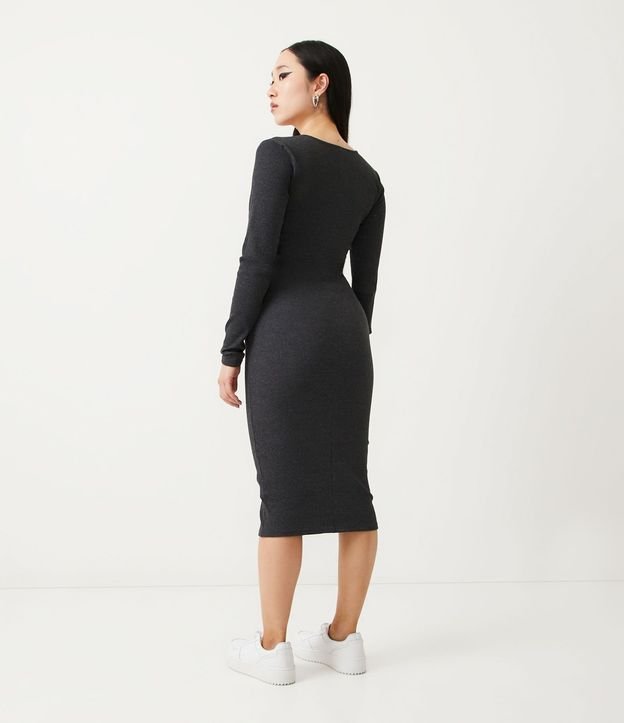 Vestido Midi en Algodón Acanalado con Escote Cuadrado 2