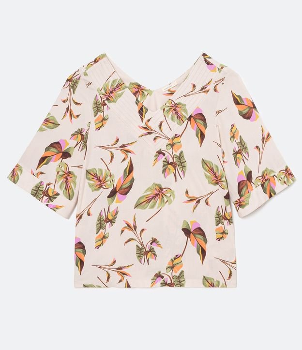 Blusa Manga Corta en Viscosa Estampa Hojas 4