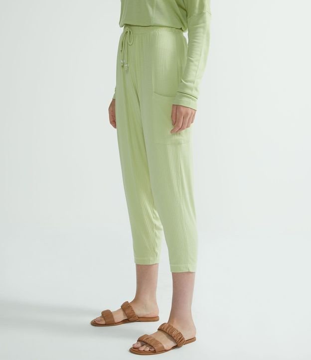 Pantalón Saruel en Viscosa Acanalada con Bolsillos Laterales