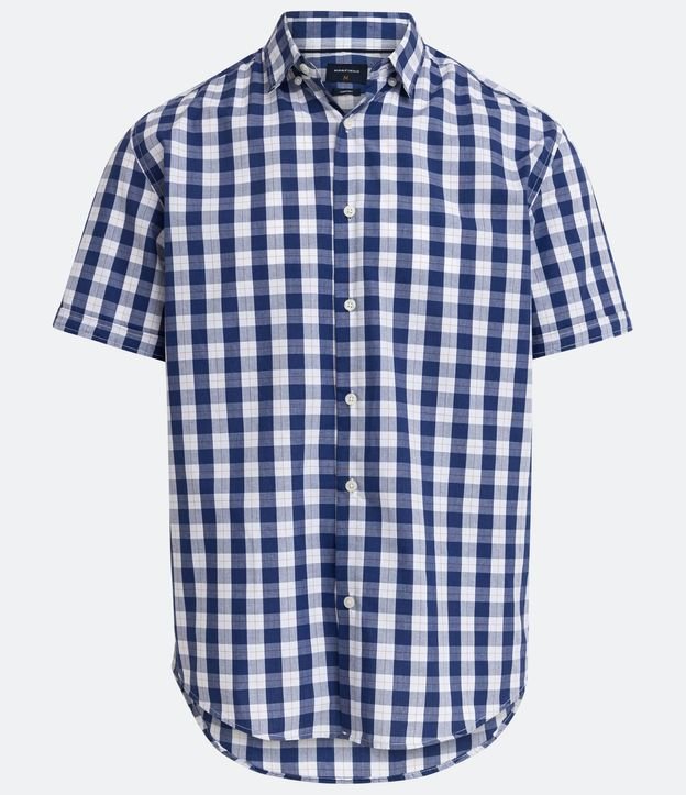 Camisa Manga Corta en Algodón con Estampado de Cuadros 6