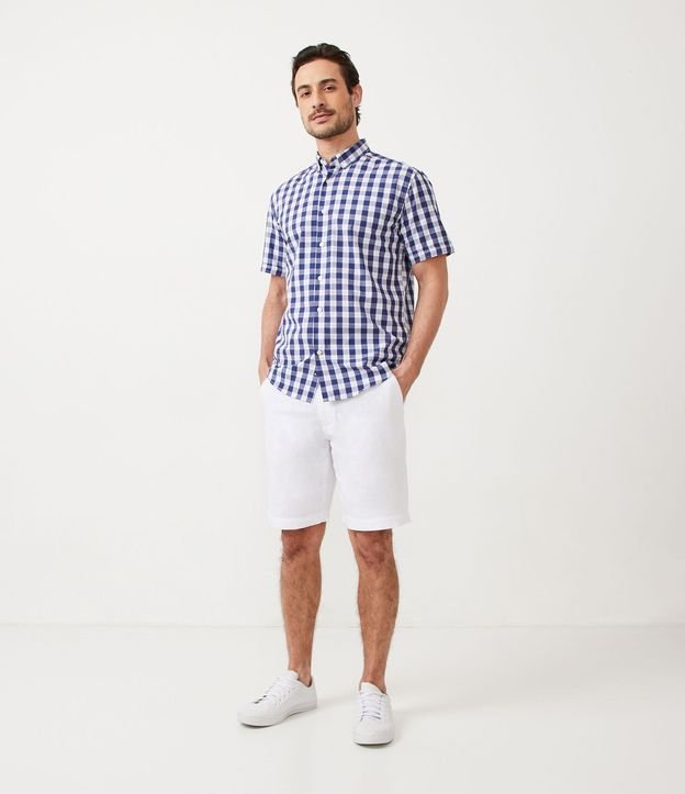 Camisa Manga Corta en Algodón con Estampado de Cuadros 2
