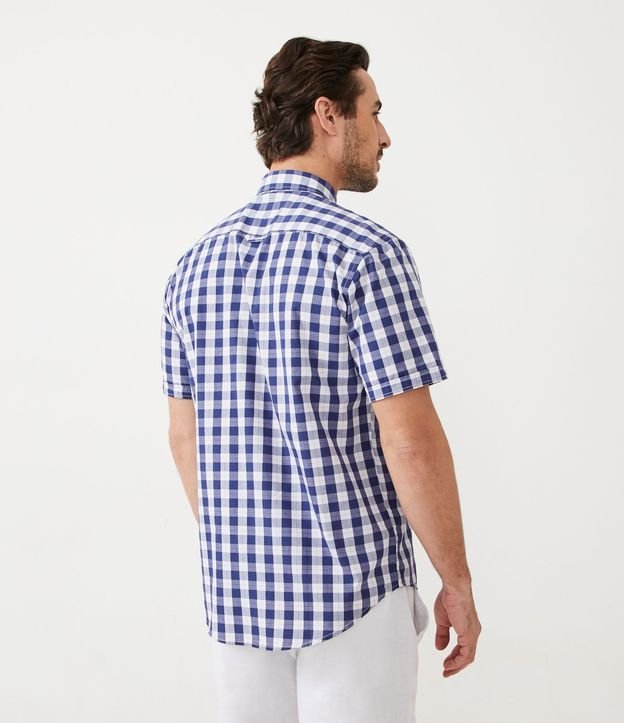 Camisa Manga Corta en Algodón con Estampado de Cuadros 3