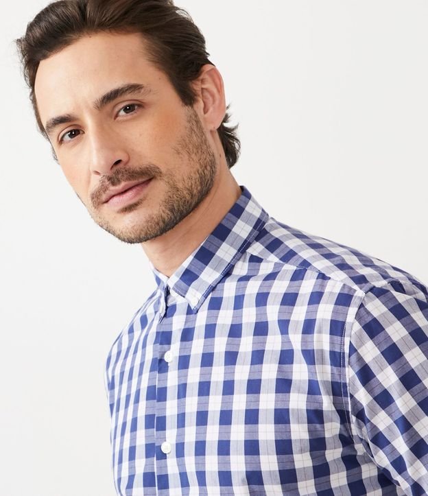 Camisa Manga Corta en Algodón con Estampado de Cuadros 5