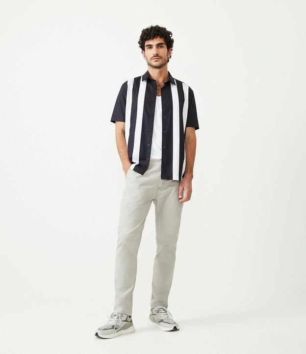 Pantalón Slim Sarjado Cropped Sastrería con Bolsillos