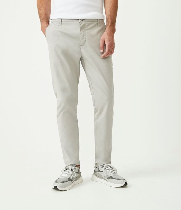 Pantalón Slim Sarjado Cropped Sastrería con Bolsillos 2