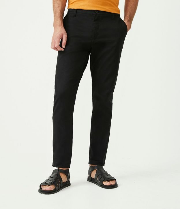 Pantalón Slim Sarjado Cropped Sastrería con Bolsillos 2