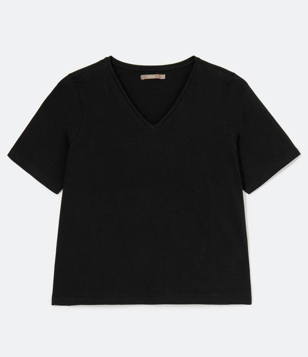 Blusa Básica en Algodón con Cuello V Curve & Plus Size 4