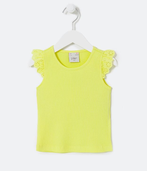 Blusa Infantil Musculosa con Volados en Broderi - Talle 1 a 5 años