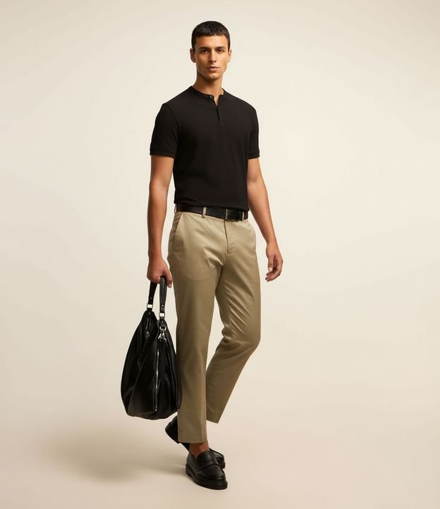 Camisa Polo Slim en Piquet Texturizado con Cuello Polo 2