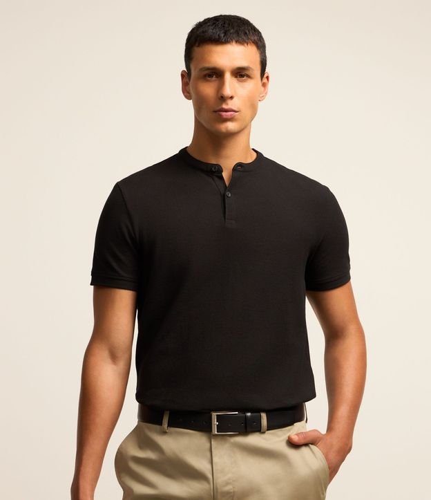 Camisa Polo Slim en Piquet Texturizado con Cuello Polo 3