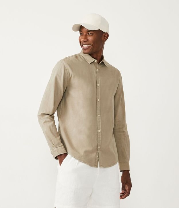 Camisa Manga Larga en Oxford con Efecto Lavado