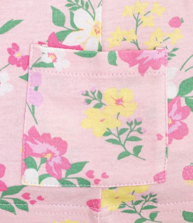 Conjunto Infantil Blusa con Estampado Floral Short Rayado y Accesorio para el Pelo - Talle 0 a 18 meses 4