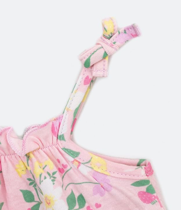 Conjunto Infantil Blusa con Estampado Floral Short Rayado y Accesorio para el Pelo - Talle 0 a 18 meses 5