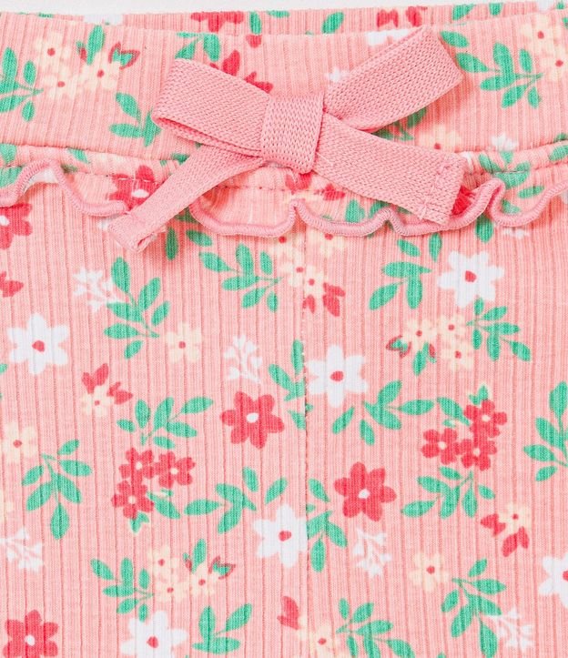 Pantalón Infantil en Rib con Estampado Floral y Detalle de Volados - Talle 0 a 18 meses 3