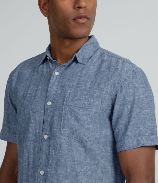 Camisa Comfort Básica en Lino con Bolsillo Delantero 3
