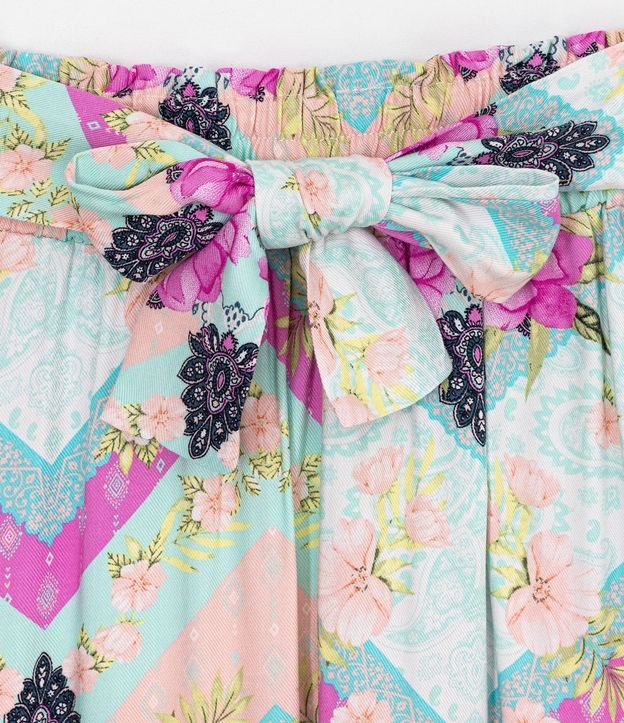 Pollera Infantil Larga en Viscosa con Estampado Etnico Floral - Talle 5 a 14 años 3