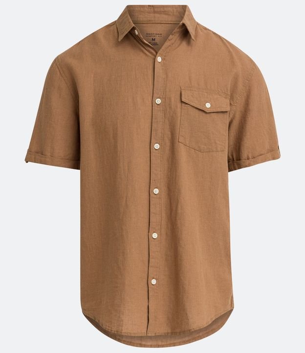 Camisa Comfort en Lino con Bolsillo y Dobra en la Manga 6