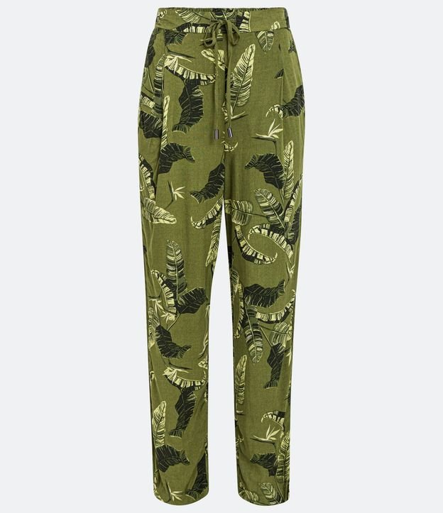 Pantalón Fluido en Viscosa con Estampa de Hojas 5