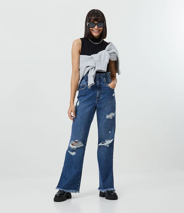Blusa Cropped Básica sin Manga en Algodón con Cuello Alto 2
