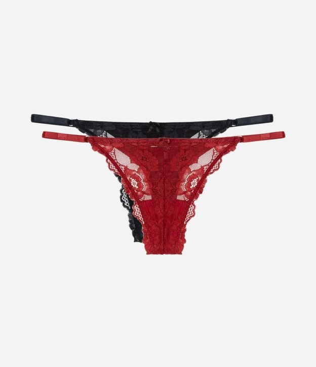Kit 02 Bombachas Colaless Hilo Doble en Encaje Floral