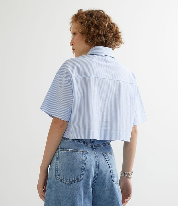 Camisa Cropped en Algodón con Rayas y Bolsillo Estampado Flintstones 2