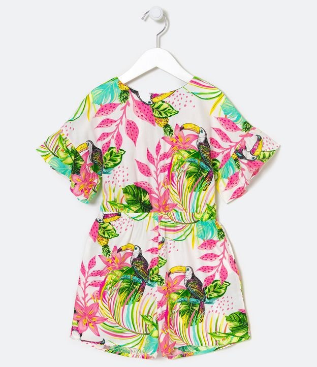 Mono Infantil en Viscosa Estampado Floral y Tucanes - Talle 5 a 14 años
