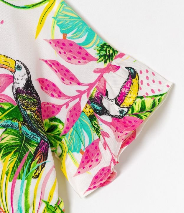 Mono Infantil en Viscosa Estampado Floral y Tucanes - Talle 5 a 14 años 3