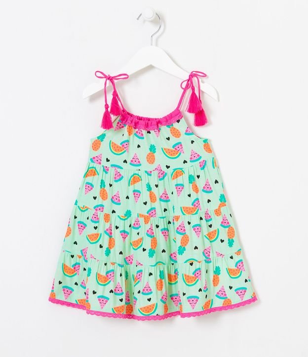 Vestido Infantil en Viscosa Marias Estampados de Frutas - Talle 1 a 5 años