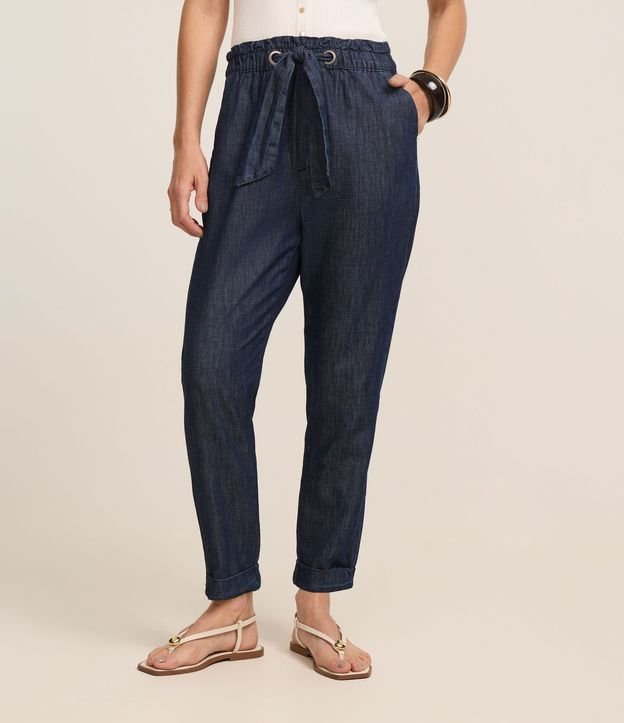 Pantalón Baggy en Jeans con Lazo en la Cintura 4