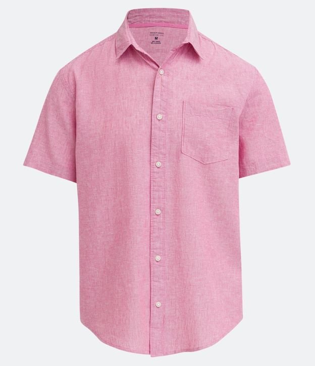 Camisa Comfort Básica en Lino con Bolsillo Delantero 6