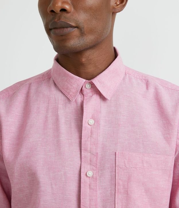 Camisa Comfort Básica en Lino con Bolsillo Delantero 4