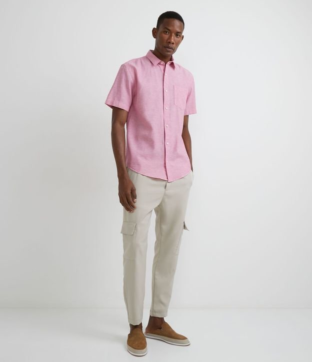 Camisa Comfort Básica en Lino con Bolsillo Delantero 5
