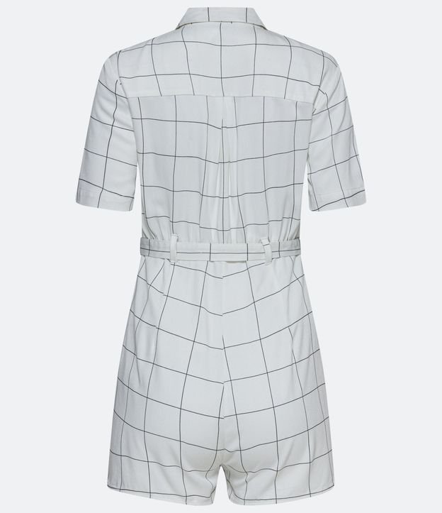 Mono en Viscosa con Estampado Cuadrillé Grid y Cinturón Hebilla 2