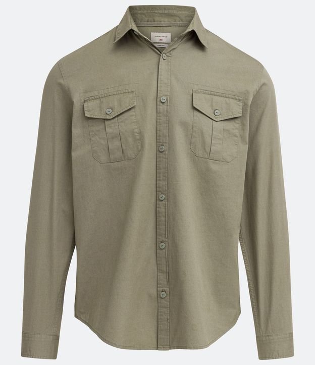Camisa Manga Larga en Sarga con Bolsillos 6