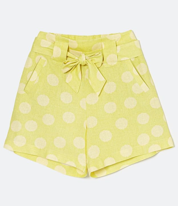 Short Recto en Viscolino con Cinturón para Amarre y Estampado Lunares 5