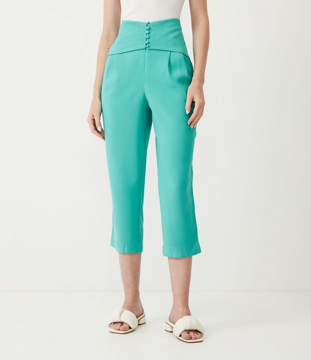 Pantalón Confort en Viscosa con Pala Pespuntado y Botones Forrados 2