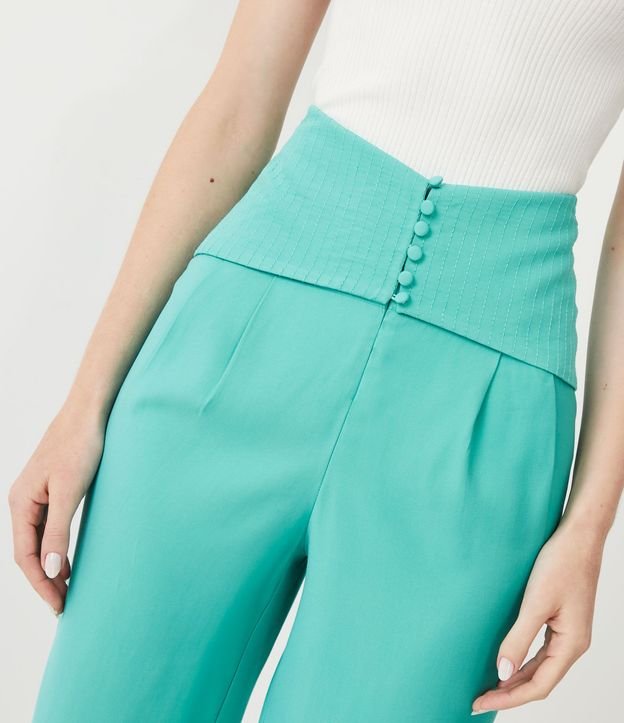 Pantalón Confort en Viscosa con Pala Pespuntado y Botones Forrados 4