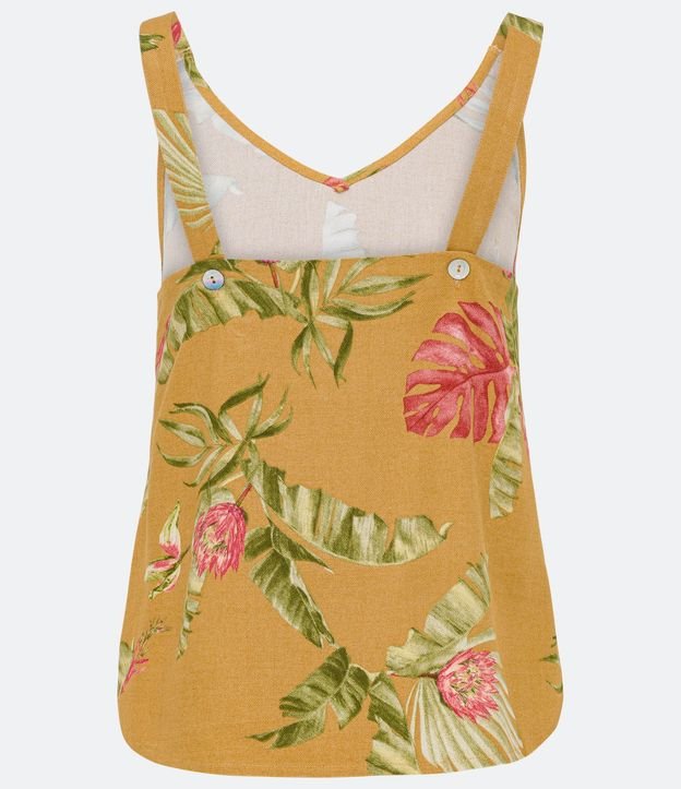 Blusa Musculosa en Viscosa con Estampado de Hojas 9