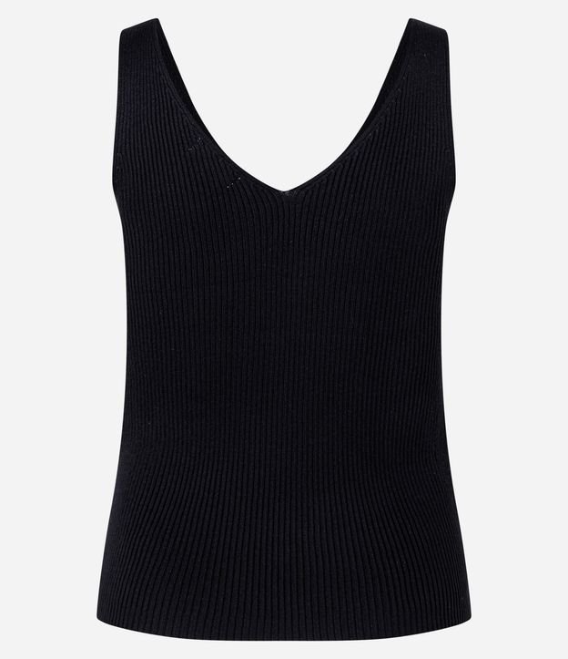 Blusa Musculosa en Punto Acanalado con Escote V 10