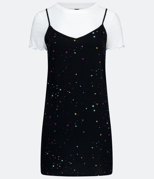 Vestido Corto en Viscosa Estampado Estrellas con Blusa Por Bajo 4